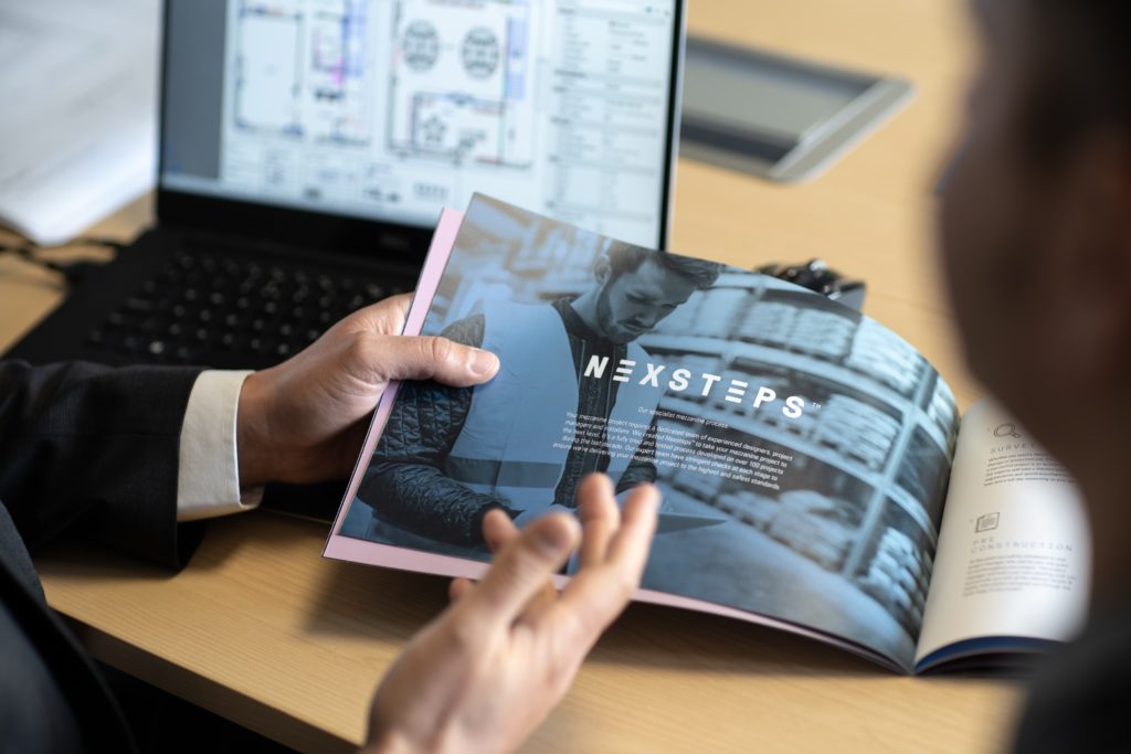 Running through brochure with client